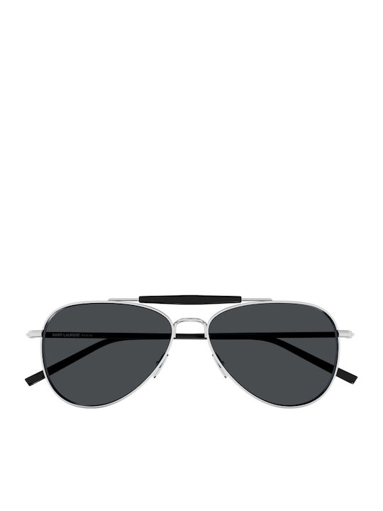Ysl Men's Sunglasses with Silver Metallic Frame and Silver Mirror Lens SL 864 002