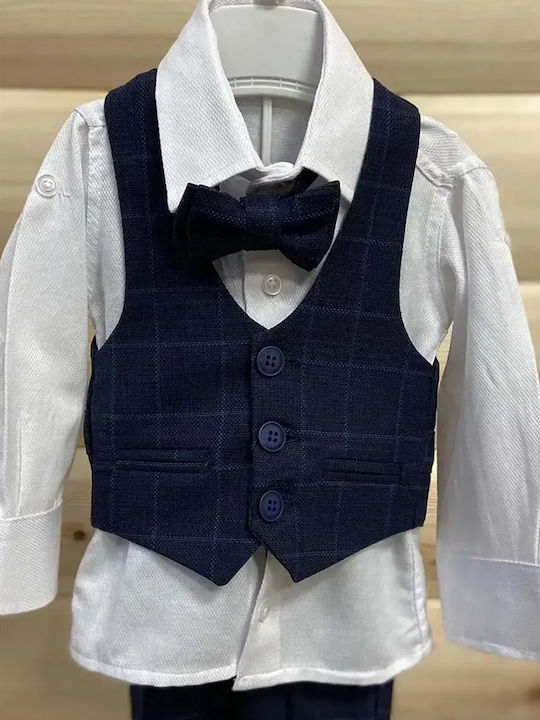 Extan Bebe Βαπτιστικό Κοστούμι με Γιλέκο για Αγόρι Navy Μπλε