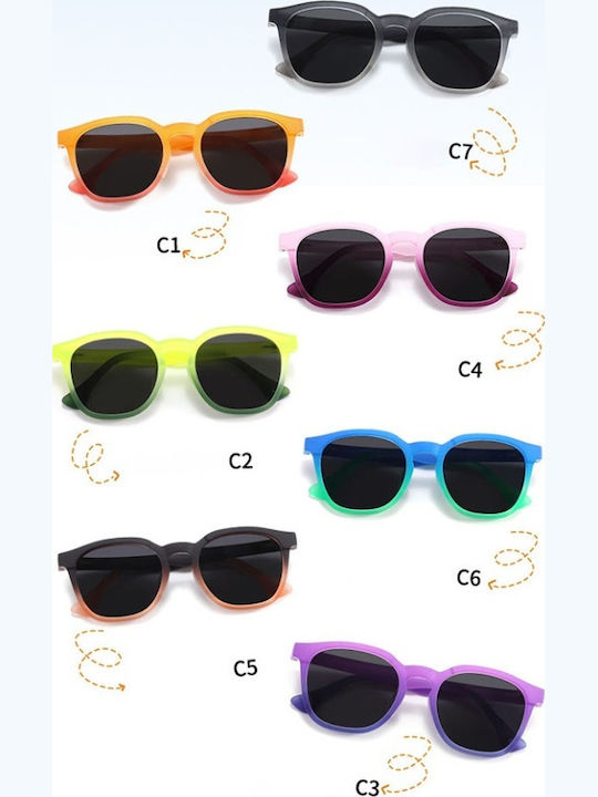 Techsuit Oversized Παιδικά Γυαλιά Ηλίου με Polarized Φακό Μαύρα