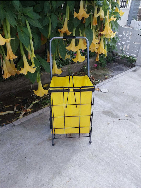 Stewehome Large Shopping Basket Thick Wire Wheels Yellow 100x40x38 Cm