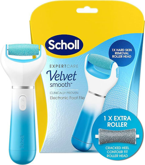 Scholl Velvet Smooth Pilă Electrică Cristale de Diamant 2 Viteze 2 Rezerve Incluse Exfoliere Conturare Albastru