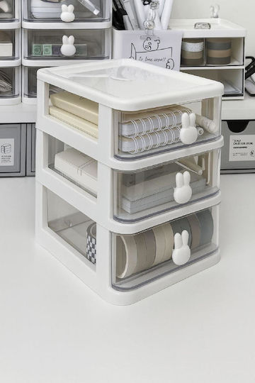 Stewehome Makeup Organizer 3 Drawers 3 Compartments Plastic White