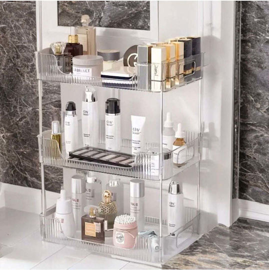 Stewehome Organizator Machiaj Trei Niveluri Multifuncțional Machiaj Cosmetice Bucătărie Baie Bijuterii Gri 46.5x22x33.5 Cm