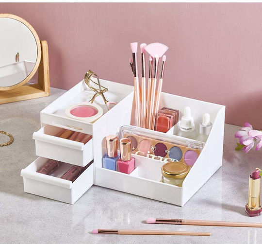 Stewehome Multifunctional Organizer Drawers Cosmetics Perfume Cream Jewelry White 11x25x15.5 Cm
