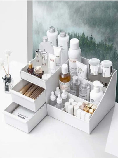 Stewehome Multifunctional Organizer Drawers Cosmetics Perfume Cream Jewelry White 11x25x15.5 Cm