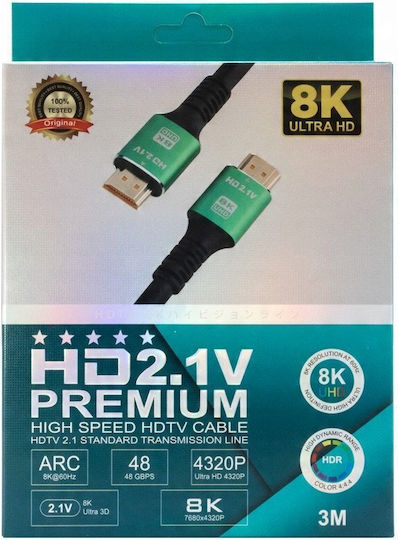 HDMI кабел HDMI мъжки - HDMI мъжки 3 м черен