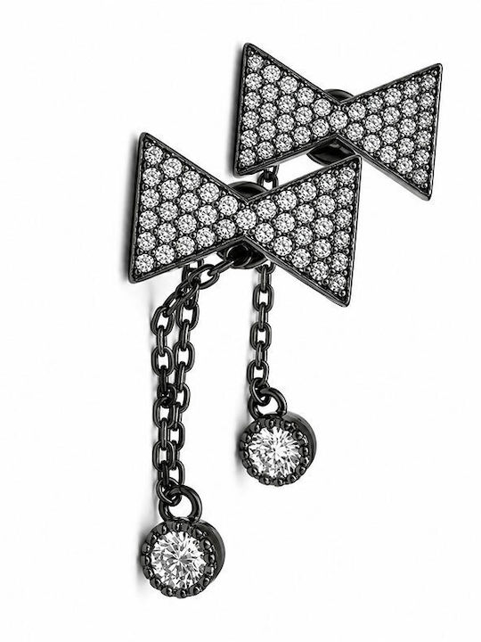 Ios Silver Dangle Earrings with Black Stones