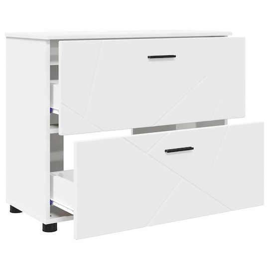 vidaXL Waschtisch mit Waschbecken, Spiegel & Säule L76.5xB35xH64cm White