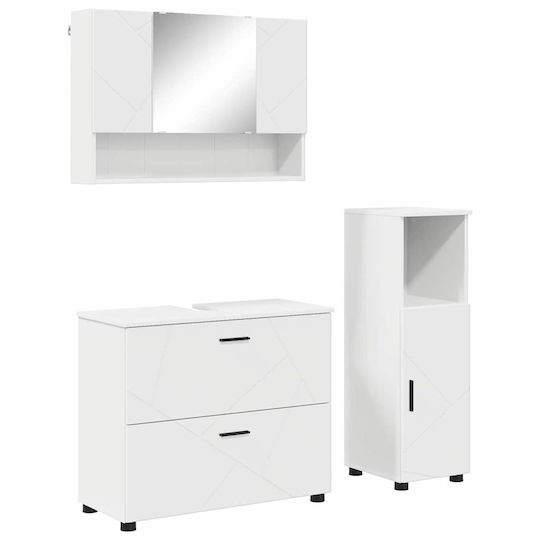 vidaXL Waschtisch mit Waschbecken, Spiegel & Säule L76.5xB35xH64cm White