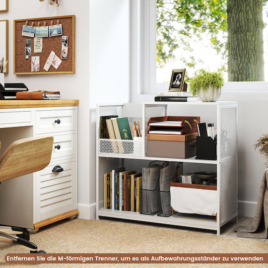 Costway White Turntable Stand 3 Levels Capacity Up to 300 Albums 3 Removable Dividers Jz10289wh