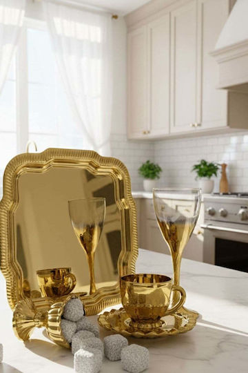 SteweHome SteweHome Set Tassen Kaffee Glas Gold 110ml 5 Stück