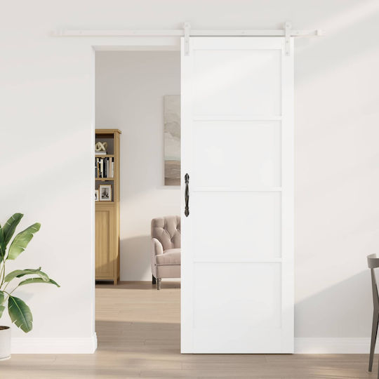 Vidaxl Συρόμενη Πόρτα Λευκό 83 X 232 Εκ Μασίφ Ξύλο Πεύκου