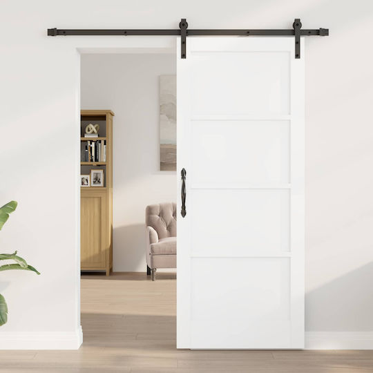 vidaxl Schiebetür Weiß Schwarz 83 x 202 cm Massivholz Kiefer