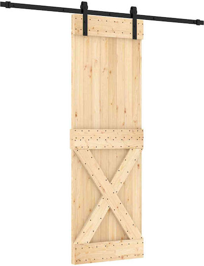 Vidaxl Συρόμενη Πόρτα Φυσικό Μαύρο 70 X 210 Cm