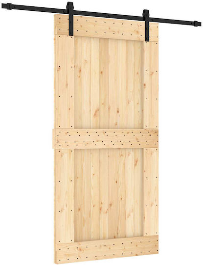 Vidaxl Συρόμενη Πόρτα Φυσικό Μαύρο 100 X 210 Cm