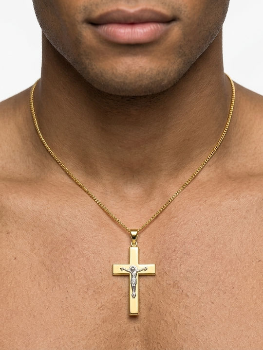 Daskalakis Men's Gold Cross 14K with Crucified Without Chain