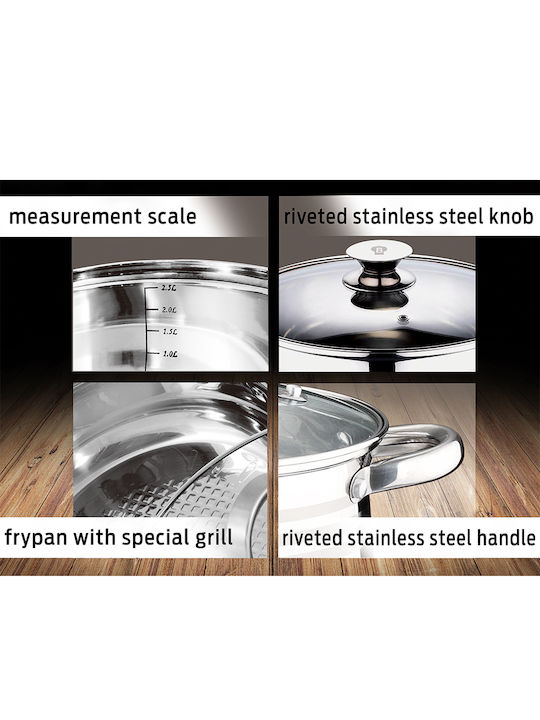 Blaumann Gourmet Line Pots Set Made Of Stainless Steel With Non-Stick Coating 3 Pieces