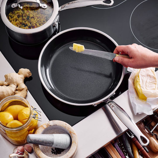 Green Pan Stainless Steel Pans Set with Non-stick Coating 2pcs