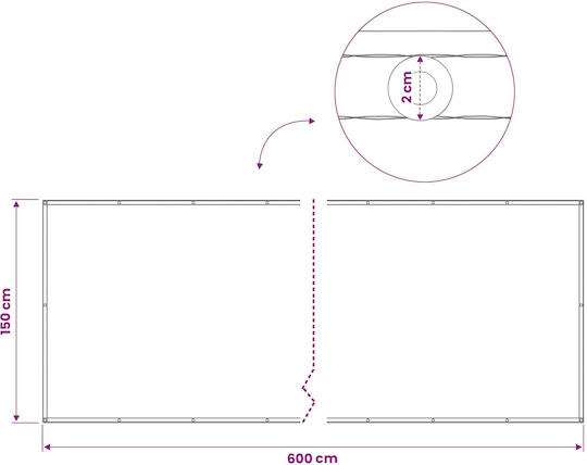 vidaXL Разделител На Верандата За Сянка Жълт С PU Покритие 1.5x6m 160gr/m²