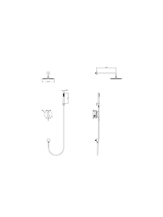 Sparke Built-in Mixer & Shower Head Set for Shower Gold