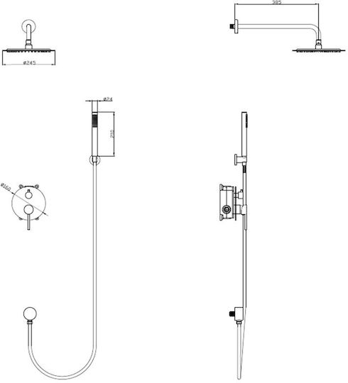 Sparke Built-in Mixer & Shower Head Set for Shower Silver Sparke Built-in Mixer & Shower Head Set for Shower Silver