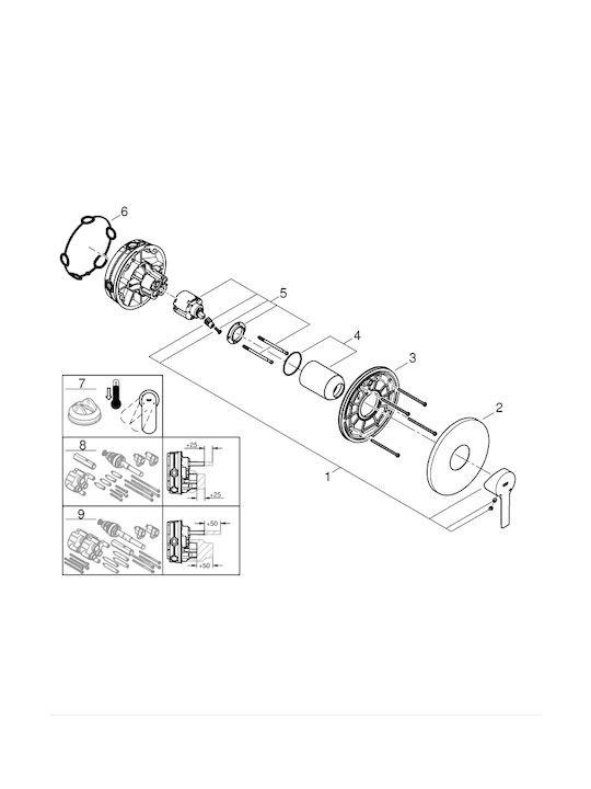 Grohe за душ кабина 1 Изход Сив