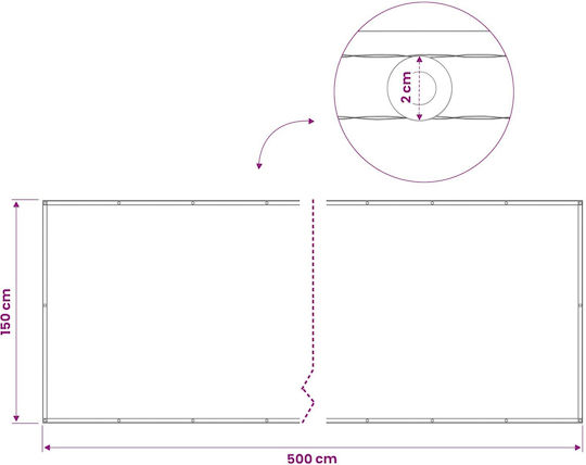 vidaXL Orange Shade Divider with PU Coating 1.5x5m 160gr/m²