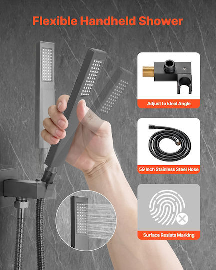 Vevor Built-in Mixer & Shower Head Set for Shower Black 197988529606