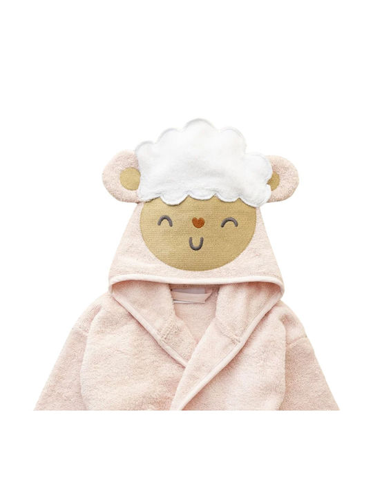 Nima Kids Bathrobe Little Sheep Pink with Hood