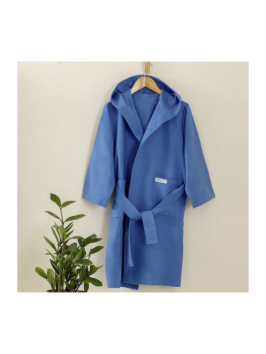 Nima Kinderbademantel Blau mit Kapuzen-