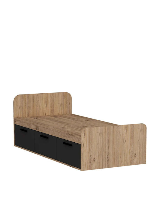 SteweHome Kinderbett Einzel mit Stauraum ohne Matratze Eiche 193,6×91×50cm