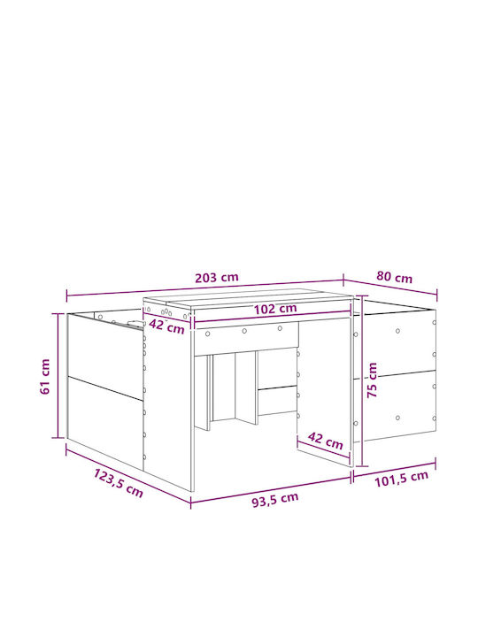 Kinderbett Einzel mit Schreibtisch Weiß für Matratze 80x200cm