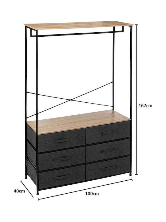 5Five Κρεμάστρα Δαπέδου από Μέταλλο Μαύρη 100x40x167cm