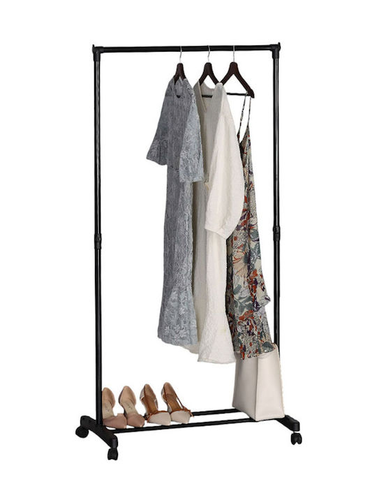 Ankor Wheeled Floor Garment Rack made of Metal Black 74.5x41.5x157cm