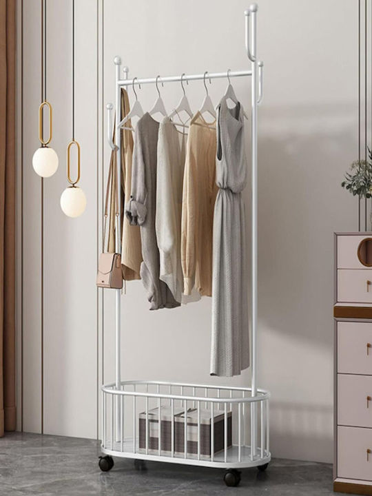 Viosarp Floor Garment Rack made of Metal White 60x32x170cm