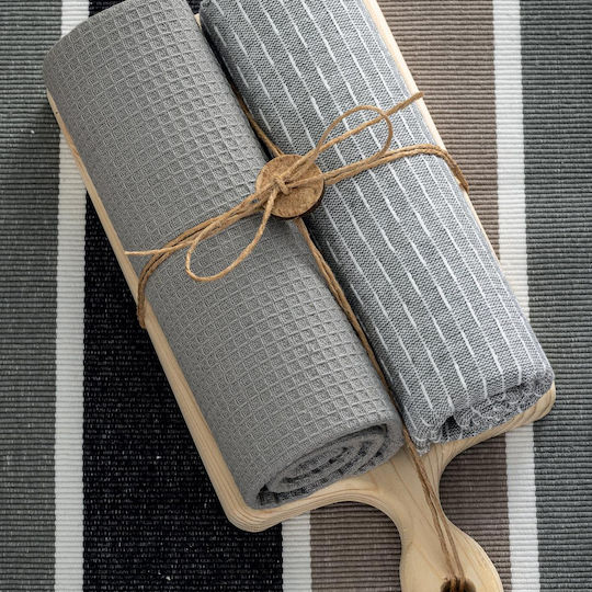 Palamaiki Mh1200 Kitchen Towels in Gray Color 40x70cm 3 Pieces Palamaiki Mh1200 Kitchen Towels in Gray Color 40x70cm 3 Pieces