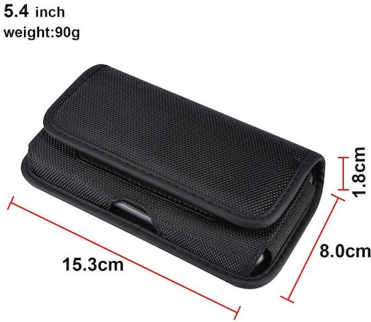 Robuste Mittelfach Handyhülle Oxford Stoff Horizontal Platzierung Kartenfach Lederoptik Passend Für Smartphones Bis 5,4 Zoll Schwarze