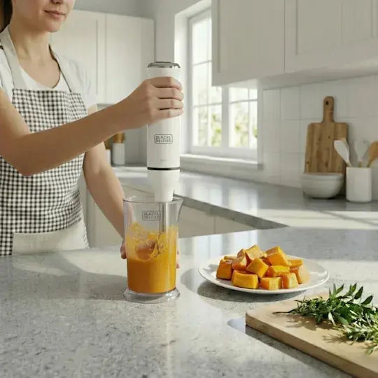 Black & Decker Ръчен Блендер с Аноскидова Пръчка 750W Бял