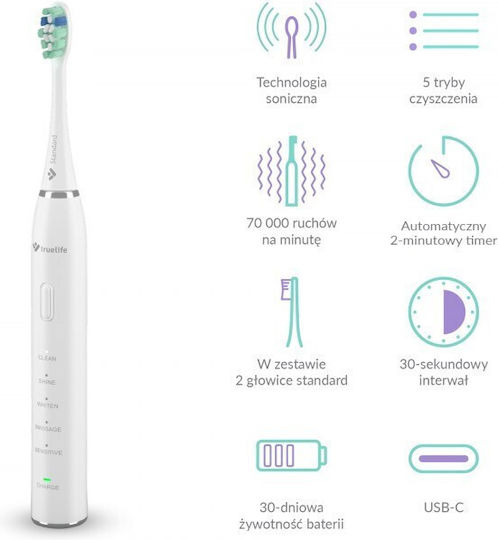 TrueLife Sonicbrush Electric Toothbrush With White Travel Case