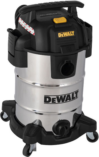DEWALT Σκούπα Υγρών / Στερεών με Ανοξείδωτο Κάδο 30lt