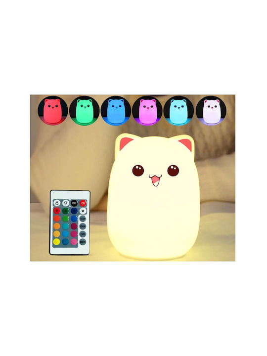 Verk Group Led Kids Decorative Lamp Cat Kitty with Color Changes White 8.2x5cm