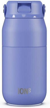 Ion8 Μπουκάλι Θερμός Ανοξείδωτο 360ml Λιλά με Καλαμάκι και Λαβή