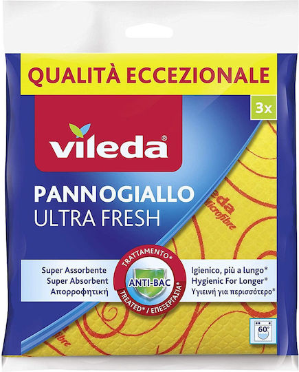 Vileda Soft Cleaning Cloths with Microfibers General Use Yellow 3pcs