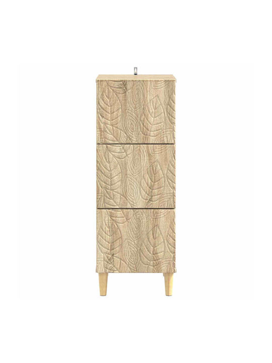 Wooden Storage Drawers with 3 Drawers L33xW34.5xH90cm