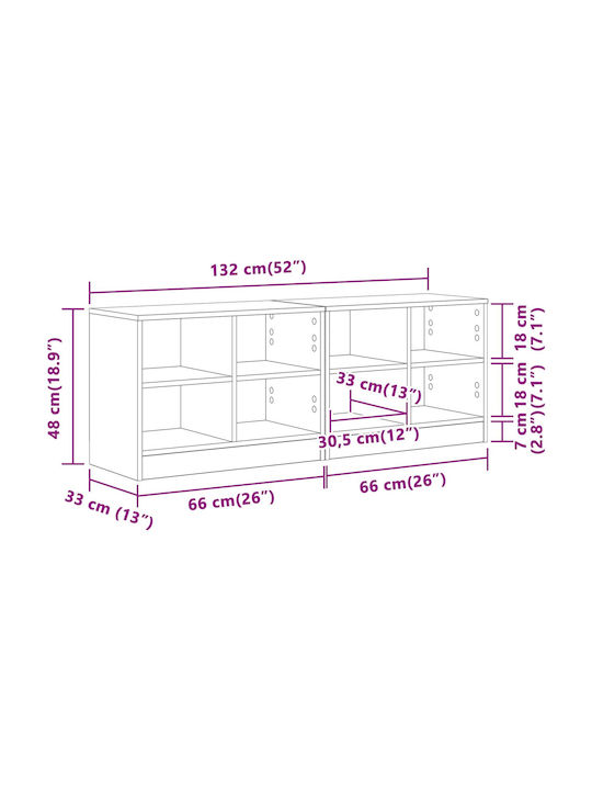 Wooden Storage Shelf Unit L66xW33xH48cm