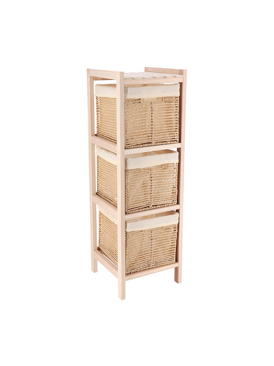 Wooden Storage Drawers with 3 Drawers L25xW25xH77cm