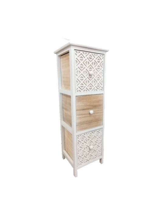 Wooden Storage Drawers with 3 Drawers L25xW25xH77cm