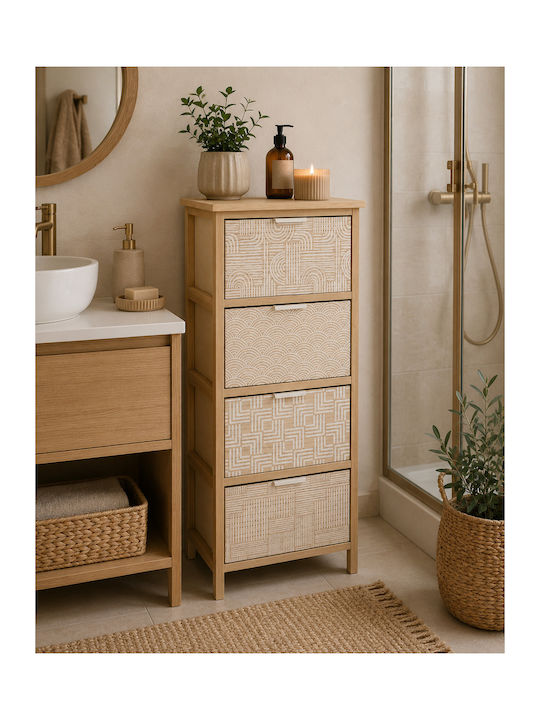 Wooden Storage Drawers with 4 Drawers L37.5xW27.5xH86cm