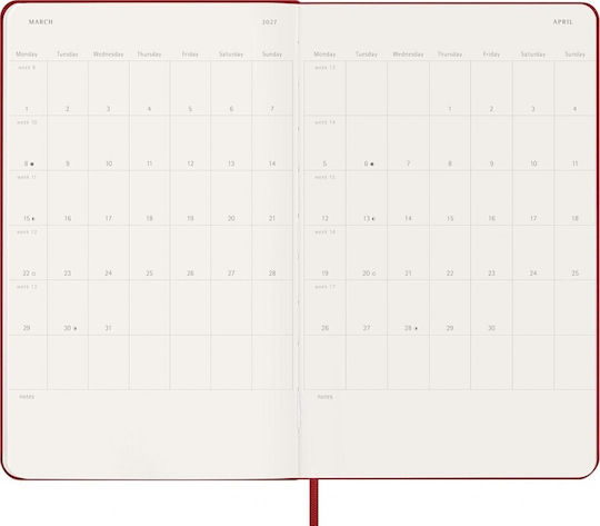 Moleskine Classic Planner 2026 2027 Weekly Notes 18 Month Red Large 13x21 Hard Cover 8056999279806
