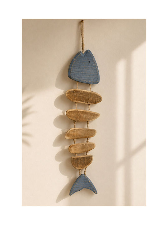 Kaemingk Handmade Blue Hanging Wall Decor Made of Wood 54x2x54cm